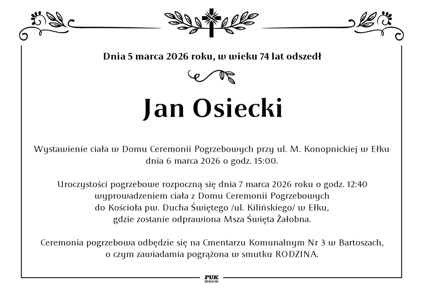 Jan Osiecki - nekrolog